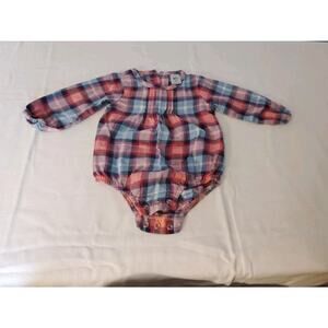 Smocked One Piece 6 Months Plaid Pre Owned Pink Blue